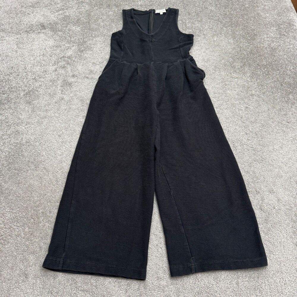 Madewell Texture & Thread Rib Wide Leg Jumpsuit Womens Small Black Sleeveless